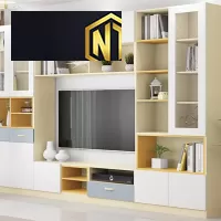 TỦ GỖ VÁN CÔNG NGHIỆP MDF KẾ HỢP KỆ TV ĐƠN GIẢN SANG TRỌNG